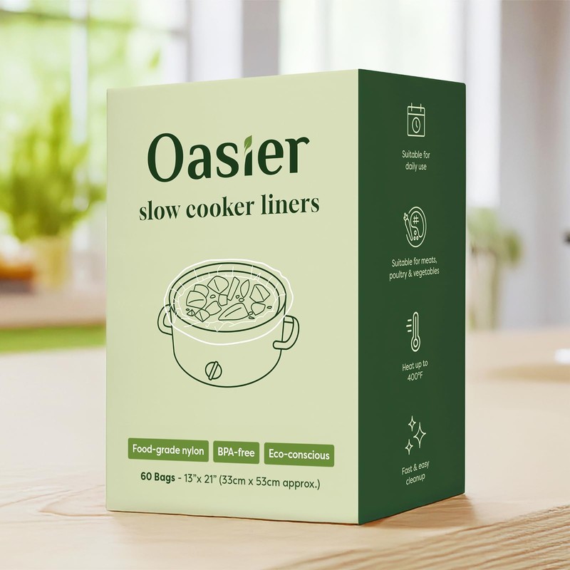Oasier Slow Cooker Liners, Disposable Oval Large Size 13" x