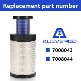 AUIVERED 7008043 7008044 Outer Inner Air Filter Kit - Fit for Bobcat Skid Steer Loader S650 S630 T630 T650 Compact Track Loader Primary Secondary