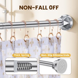 TITGIPE Shower Curtain Rod 27-80 Inches, No Drill Tension Curtain Rod, Adjustable Spring Tension Shower Rods for Bathroom, Kitchens, Windows, No Rust, Silver