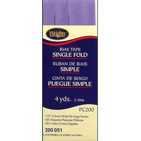 Wrights ~ (PC200-0051) - Single Fold Bias Tape - Lavender, 4yd