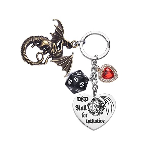 Melix Home Dungeons Dragons Gifts DND Keychain Dice Dragon Decoration Gift For Teen Boys Girls Game Lovers Birthday Present