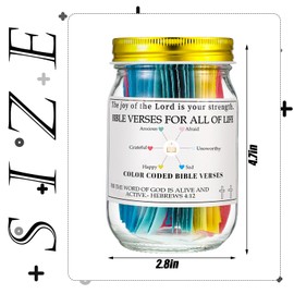 Lunmon 2 Pcs Bible Verses Jar, Bible Verses Jar for Emotions and Feelings, Glass Scripture Prayer Jar with 72 Pcs Coloring Scripture Cards Christian Bible Church Biblical Gift (Read Me When)