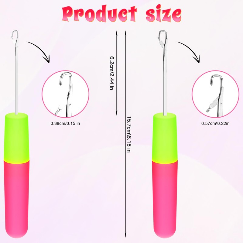 Guduling 4 Pcs Hair Crochet Hook,2 Size Crochet Hook for