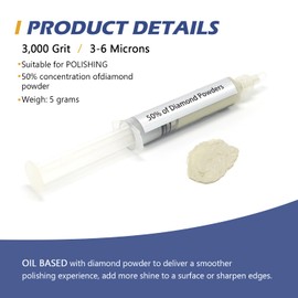 SCOTTCHEN Diamond Polishing Paste,3,000 Grit 3-6 Microns Lapping Compound with 50% Concentration of Diamond Powders for Jewelry, Metal, Ring, Glass, Coin,etc.-5 Gram