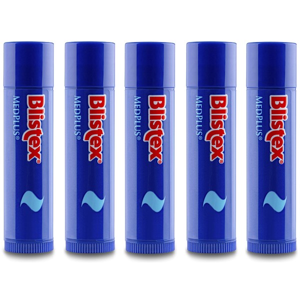 Blistex MedPlus Stick Lip Balm Strong Care Cracked Burning Dry Lustre Lips Pack of 5