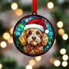 Image Industry Cockapoo Golden in Santa Hat Suncatcher Decoration -