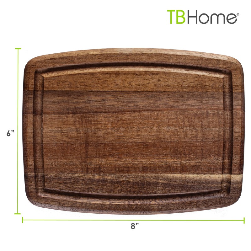 TB Home Acacia Wood Cutting Board with Juice Groove, Small