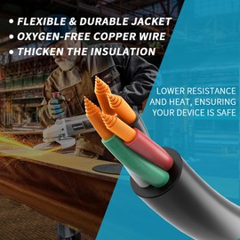 Electric 12/4 SOOW Bulk Cable-12 Gauge 4 Conductor-Rated for 600V, 20A -Water & Oil Resistant Cable for Industrial & Residential Use-Ideal for Generators,Circuits,Data Centers(25 Foot)