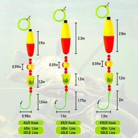 Alwonder 5-Pack Catfish Bait Float Rigs Kit, Ready Cat Fish Rig with Catfish Rattles Peg Floats Beads Circle Hooks 6/0, Catfishing Tackle Equipment Rattle Floater Bobbers Cat Fishing Gear 30LB