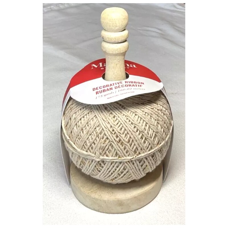 Martha Stewart DECORATIVE RIBBON ON WOODEN SPOOL CREAM GOLD TWINE