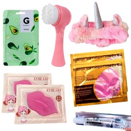 KIT MAQUILLAJE PARA PIEL PERFECTA - CEPILLO LIMPIADOR FACIAL SKIN CARE CON MASCARILLAS DIADEMA Y CIDO FACIAL  SET MAQUILLAJE SKIN CARE PARA PIEL...   