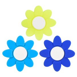 YELARXI Tennis Racket Vibration Dampener Soft Silicone Racket Shock Absorber, Fit for Tennis Racquet String - Flower Shaped (Navy Blue/Blue/Fluorescent Yellow, 3Pcs)