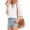 Dimur Womens Tops 3/4 Sleeve Summer V Neck Button Down