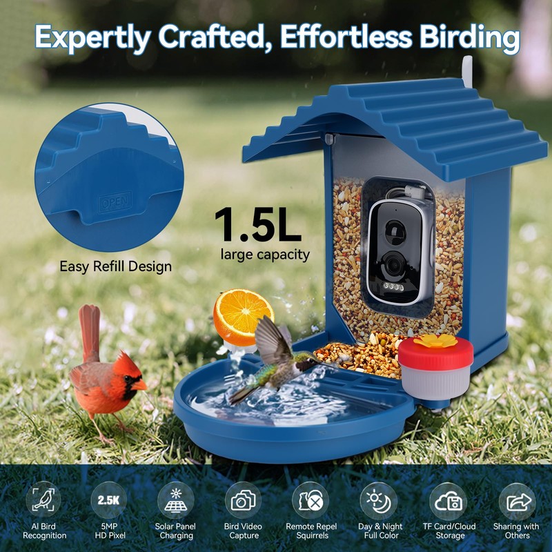 Leapbird Bird Feeder with Camera Solar Powered,2.5K HD Video Bird