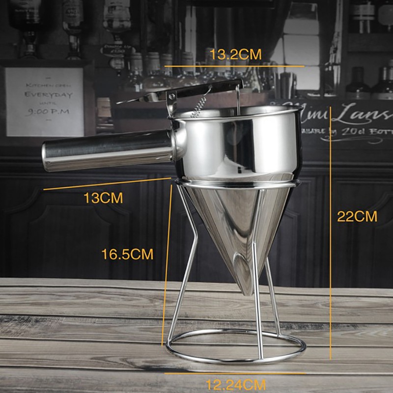 Stainless Steel Piston Funnel with Stand Kitchen Baking Funnel Batter