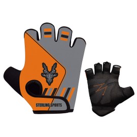 Weight Lifting Gloves Gym Workout Training Fitness Bodybuilding Exercise Cycling/Biking/Bike,Track Cycling, Road Cycling Mountain Bike BMX Motorcycle Driving Jogging Hiking (Orange Grey, Medium)