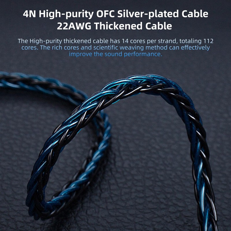 keephifi KBEAR ST12 Plus 2Meters Black IEM Cable 3.5MM 2PIN