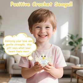 Birthday Gifts for Women Men, Crochet Animals Seagull with Positive Words - Emotional Support Gift for Retirement Anniversary Christmas Funny Decor for Friends Classmates Parents