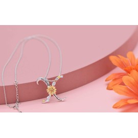 Collar con colgante de plata de ley con diseño de girasol, personalizable, letra A a Z, para mujeres y niñas