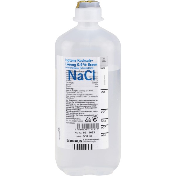 Braun Isotone Kochsalzlösung NaCl 0,9%  Ecoflac plus, 500 ml Solution