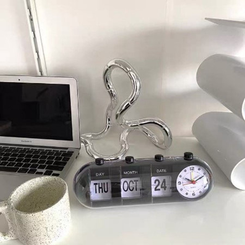 Calendar Alarm Clock Innovative Shape Decorative Jump Desktop Clock for