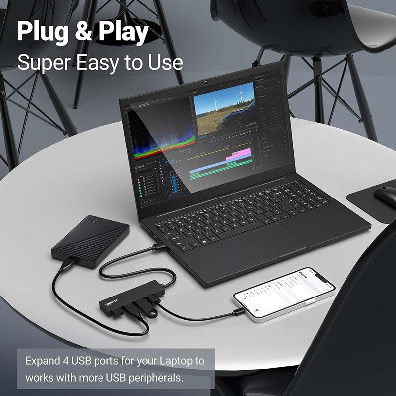 OBERSTER USB C Hub, 4-in-1 USB C Multiport with Fast