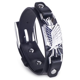 CoolChange Attack on Titan PU leather bracelet with metal coat of Arms of the scouting legion