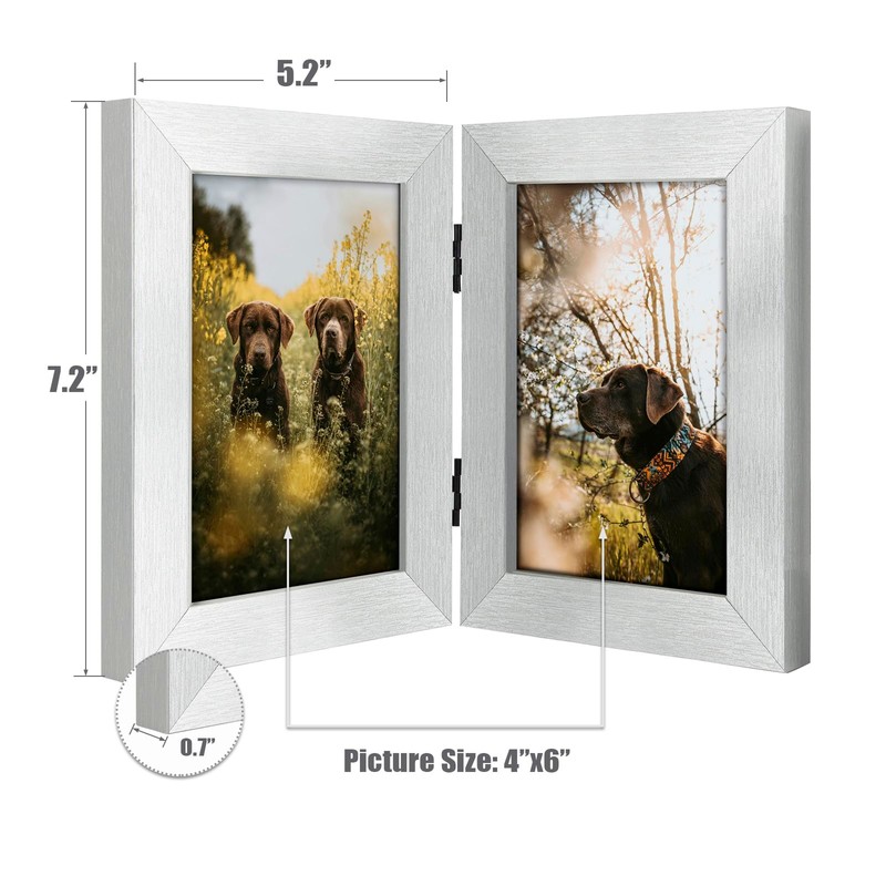 Frametory, 4x6 Double Picture Frame Hinged 2 Photos Frame Collage,