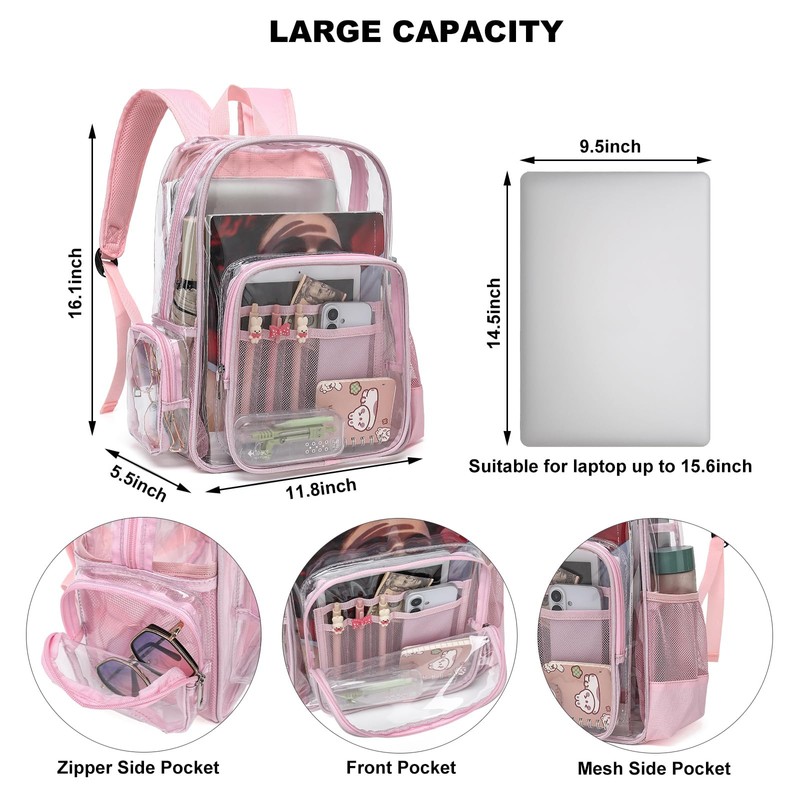 Mimfutu Heavy Duty Clear Backpack School Backpack, PVC Transparent Backpacks