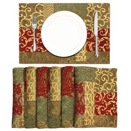 TOPLUXE Placemats 30x45cm, Table Mats for Dining Room/Restaurant/Banquet/Festival Decoration (Set of 6, Patchwork)