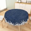 TTQYFNM Diamond Denim Round Tablecloth 24 Inch Jeans Inlaid Rhinestone