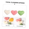 FOMIYES 3sets Facial Cleansing Sponge Heart Shape Soft Fluffy Powder
