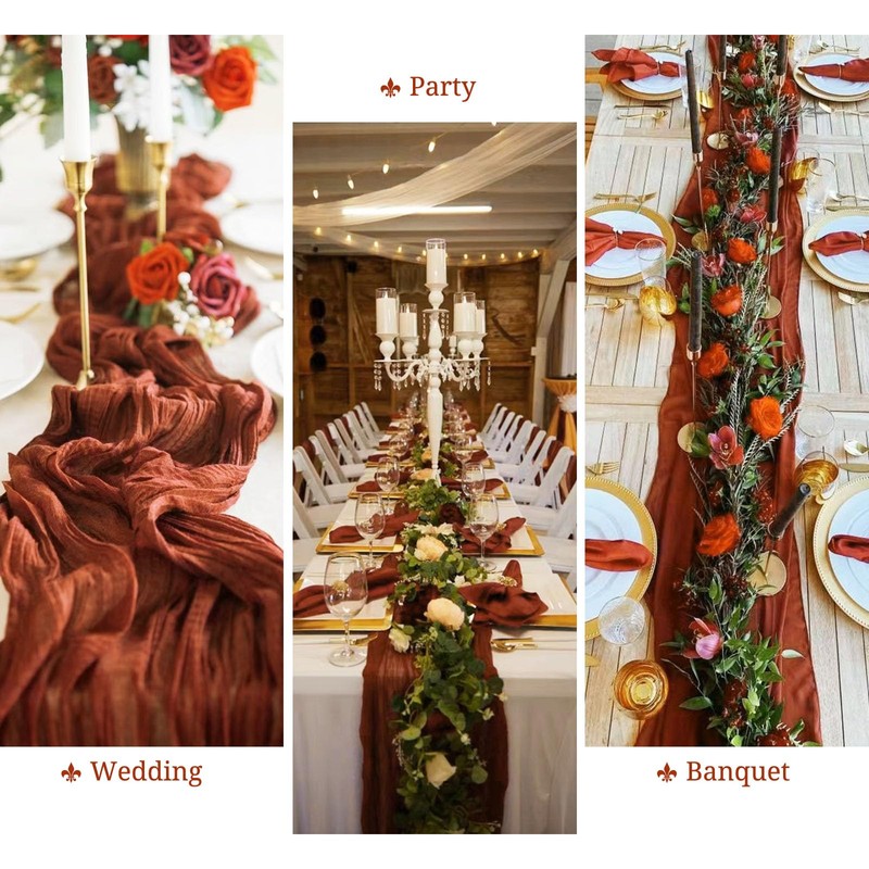 6 Pack Terracotta Cheesecloth Table Runner, 10Ft Boho Gauze Table