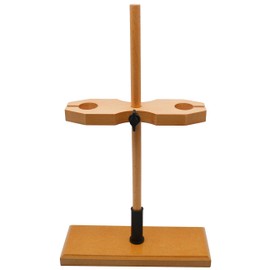 Adjustable Funnel Stand for 2 Funnels, Polished Wood, 1.5" Hole Diameter, 18" Tall - Eisco Labs