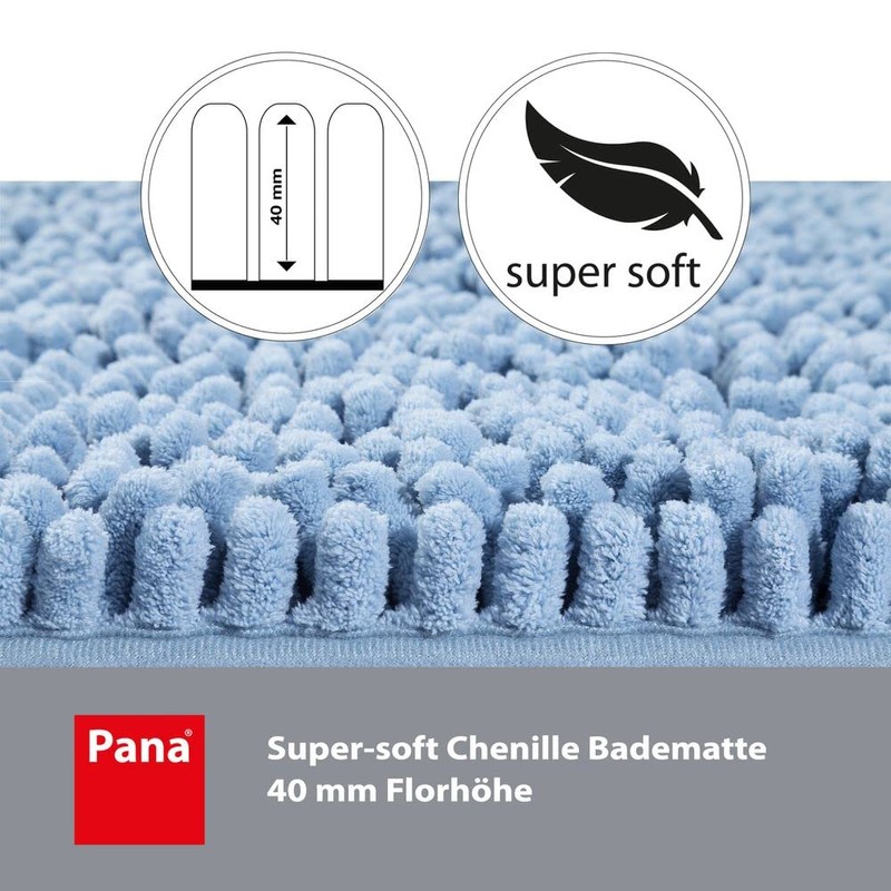 PANA Fluffy Toilet Mat with Cut-Out Chenille Bath Mat in