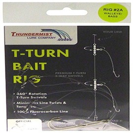 Thundermist Lure Company Bass Walleye Trout & Pike T-Turn Bait Rig, Clear