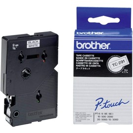 Brother TC291 9mm Black on White Tape