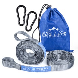 Tree Friendly Hammock Suspension Straps: Silverback Non Stretch Strap System with Carabiners for All Brands of Hammocks - Set of 2 XL Hanging Straps with Carry Bag - Combined 20 Foot Length, 40 Loops
