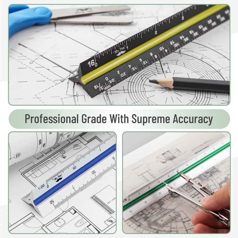 Mr. Pen Architectural 12 Inch Engineer & Drafting Ruler Set