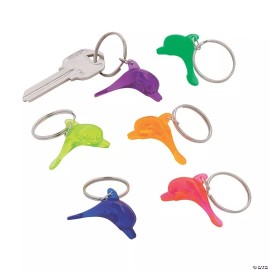 Fun Express Plastic Dolphin Keychain #19163-12, 12/pk, 1.5 inch charm on 1" ring, assorted