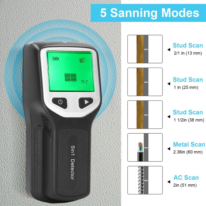 Stud Finder Wall Scanner Sensor 5 in 1 Detector HD