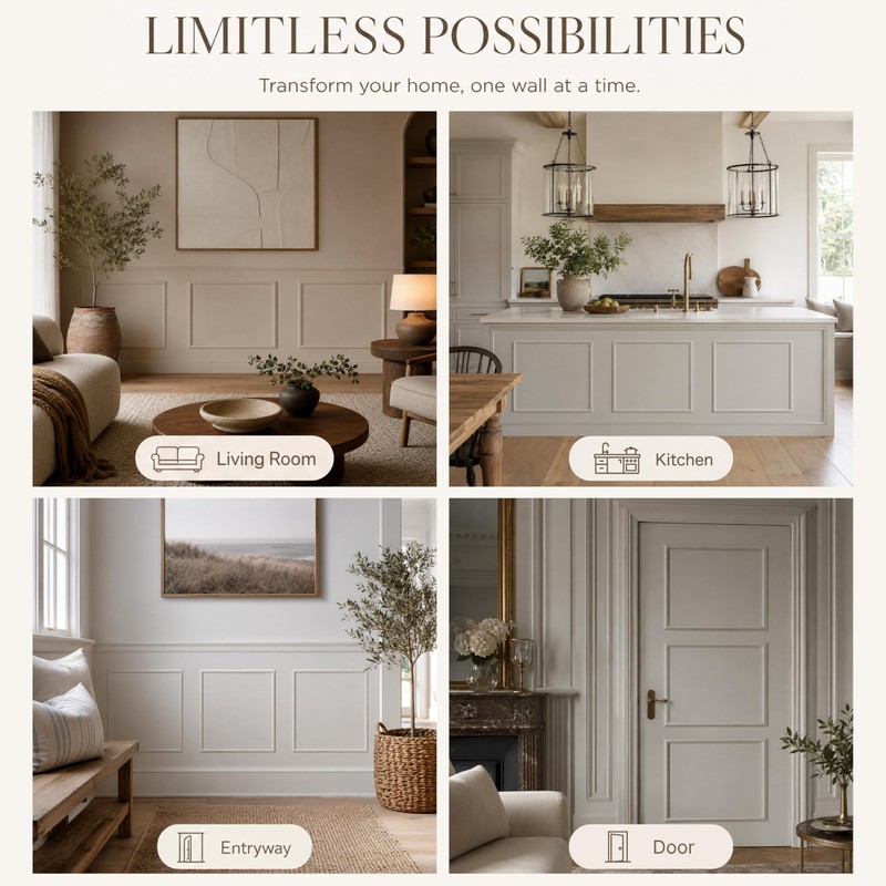 Pre-Cut Paintable Wall Molding Kit, 3 Set Accent Wall Panels