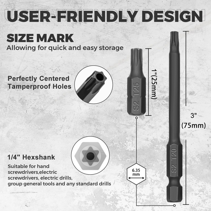 InPower Torx Bit Set, 24 PCS S2 Steel, 1&3'' Long