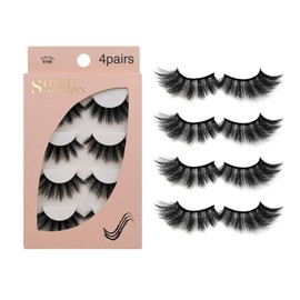 False Eyelashes 4 Pairs - Professional Reusable Face Eyelashes Fit for All Eyes, Natural Thick Hand-Made 3D Faux Mink Eyelashes for a Beautiful Makeup Look (G106)