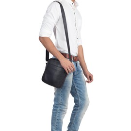 STILORD 'Nils' Vintage Leather Shoulder Bag Small for Men Women Tablet Bag 9.7 Inch DIN A5 Shoulder Bag Cross Body Bag Made of Genuine Leather, black, shoulder bag