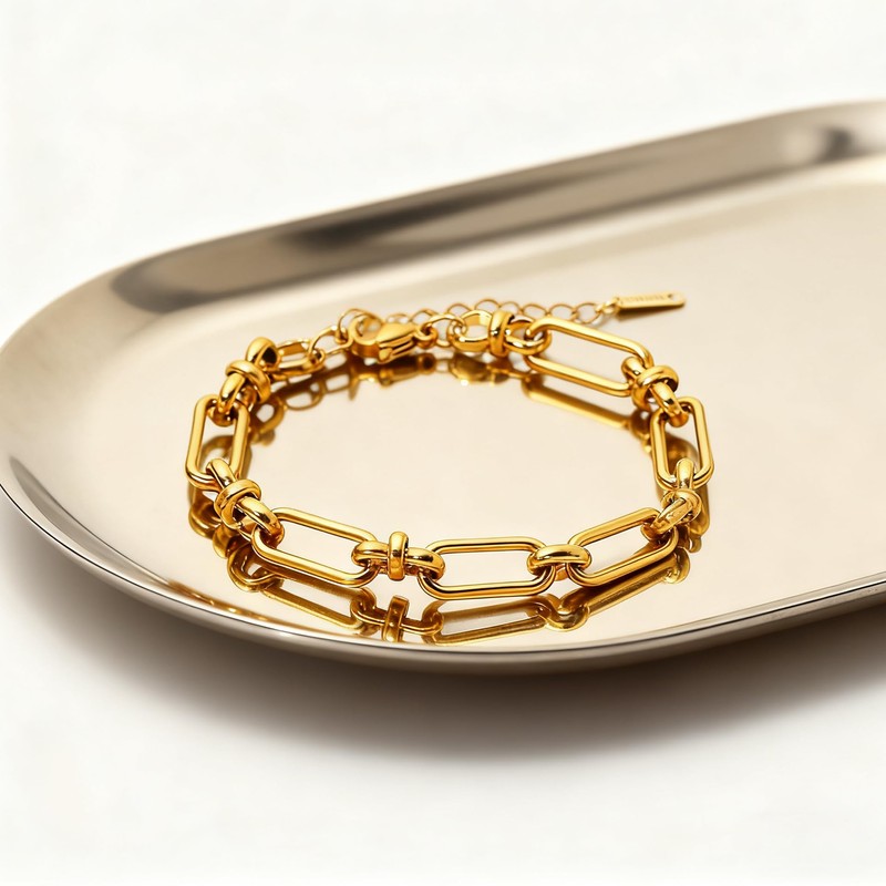 Lubrifico 14k Chunky Gold Plated Rope Link Bracelets for Women