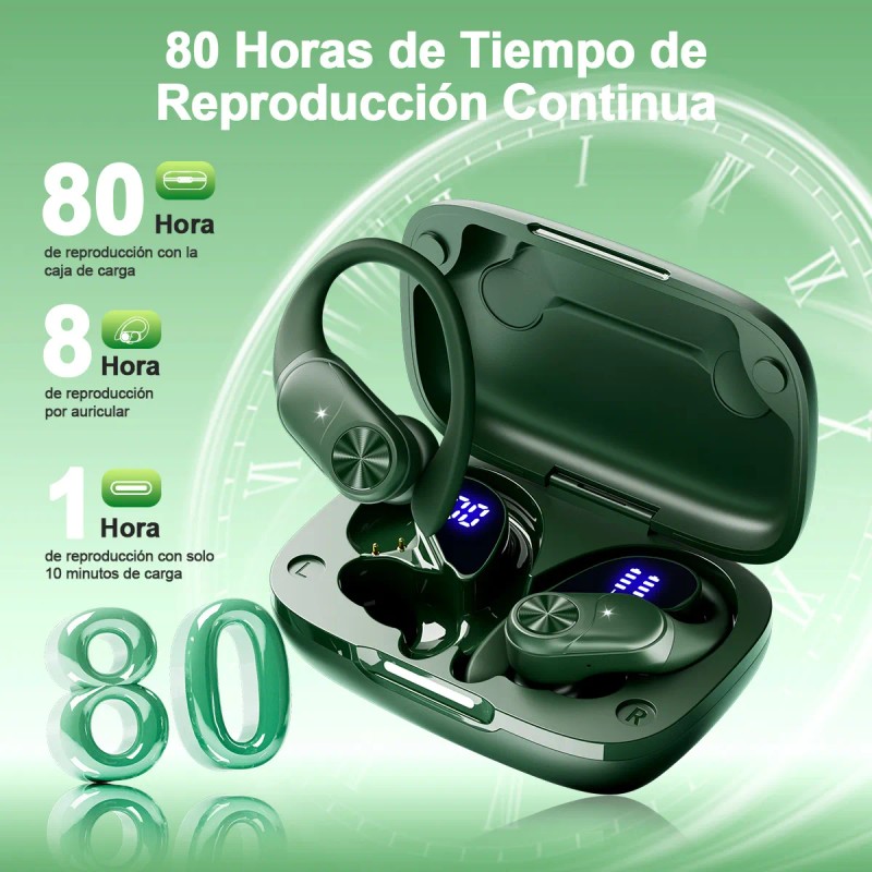 Bmani T60 Audfonos Inalmbricos Bluetooth,con Doble LED Pantalla Digital y