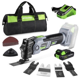 WORKPRO 20V Oscillating Tool Kit, Cordless and Brushless 19,000 RPM Orbiting Multi Tool with 6 Variable Speeds, 3.6°Oscillation Angle, 21pcs Saw Accessories, 1 Rechargeable Battery and Carrying Bag
