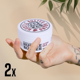 TATTOO HUSTLE BUTTER DELUXE ORIGINAL Pack of 2 - 2 x 150 ml Vegan Tattoo Care Cream, Natural Ingredients such as Mango, Papaya and Shea Butter Promote Healing, Reduces Redness and Swelling
