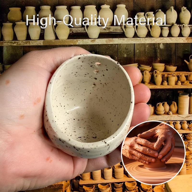 Handmade Pottery Herb Stripper Bowl - Ceramic Herb Peeler &